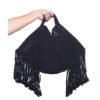 Pentagon Fringy Handbag - Jet Black