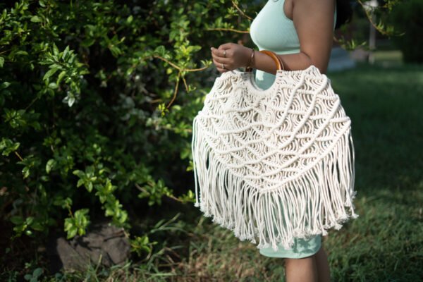 Moon with Fringes Handbag - Cotton