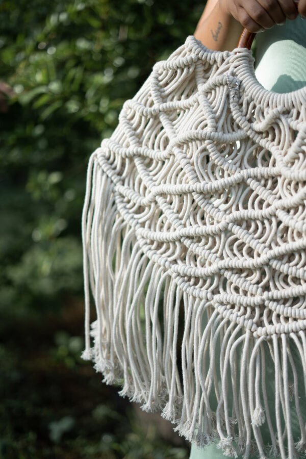 Moon with Fringes Handbag - Cotton